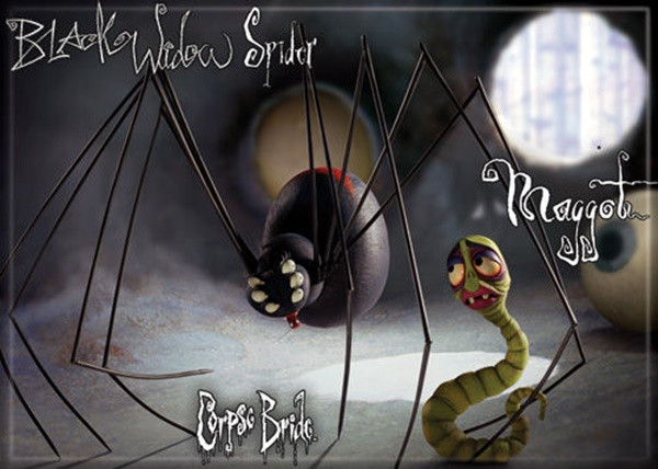 Tim Burton's Corpse Bride Movie Black Widow Spider & Maggot Refrigerator Magnet