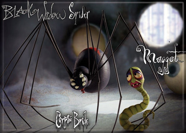 Tim Burton's Corpse Bride Movie Black Widow Spider & Maggot Refrigerator Magnet picture