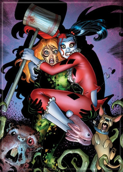 DC Comics Harley Quinn and Poison Ivy Scared Art Refrigerator Magnet, NEW UNUSED