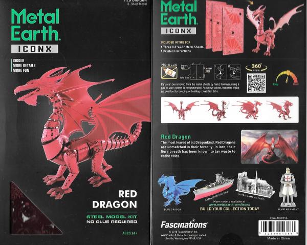 Red Dragon Fantasy Metal Earth ICONX 3D Steel Model Kit #ICX115 NEW SEALED