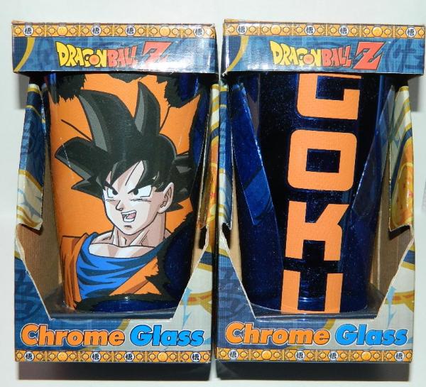 Dragon Ball Z Goku Smiling Image & Name 2-Sided Chrome Pint Glass DBZ Anime NEW