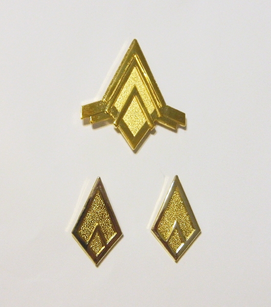 New Battlestar Galactica Lieutenant, JG Rank Metal Pin Pip Set of 3, NEW UNUSED picture