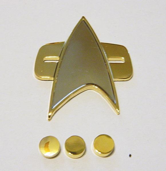 Star Trek: Voyager Commander Communicator and Rank Pips Cloisonne Pin Set NEW