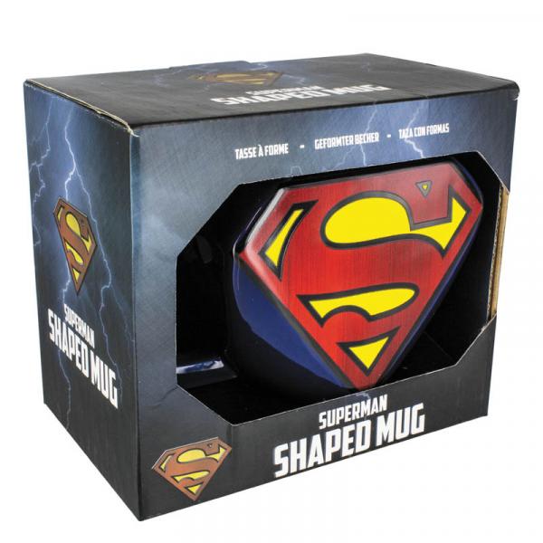 Superman S Chest Logo Blue Shaped Embossed 18 oz Ceramic Coffee Mug NEW UNUSED picture