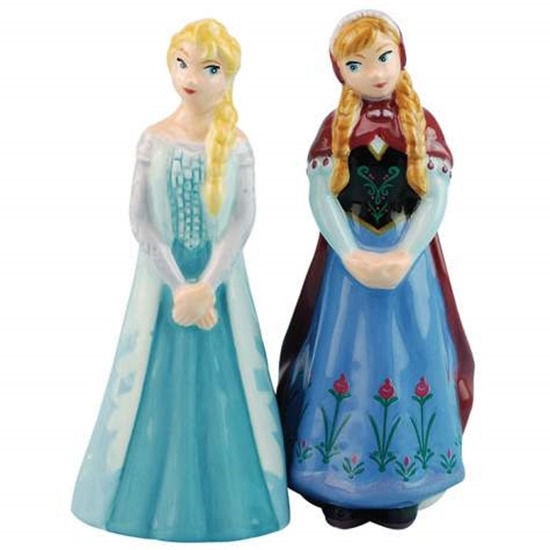 Walt Disney Frozen Movie Grown Up Elsa and Anna Ceramic Salt and Pepper Shakers picture