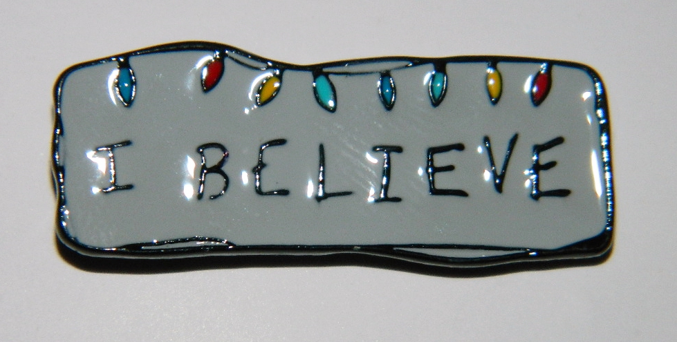 Stranger Things TV Series I Believe with Christmas Lights Metal Enamel Pin NEW picture