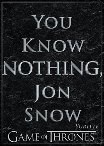 Game of Thrones You Know Nothing, Jon Snow Quote Refrigerator Magnet NEW UNUSED picture