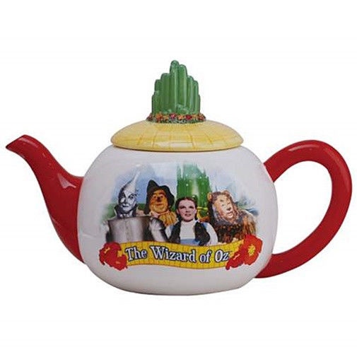 The Wizard of Oz Dorthy, Scarecrow, Tinman, & Lion Ceramic 40 oz Teapot, UNUSED picture