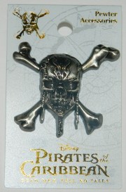 Disneys Pirates of the Caribbean Skull Logo Deluxe Metal Pewter Pin NEW UNUSED