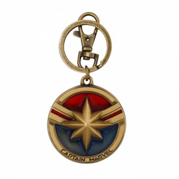 Marvel Comics Captain Marvel Logo Colored Pewter Key Ring Key Chain NEW UNUSED picture