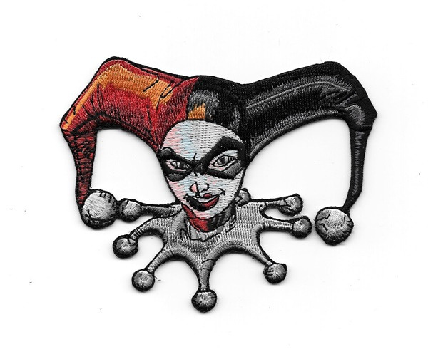 Batman, Harley Quinn Face Head Embroidered Die Cut Patch, NEW UNUSED picture