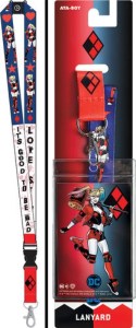 Harley Quinn It’s Good To Be Bad Illustrated Lanyard with Logo Badge Holder NEW