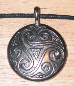 Triskele Shield Celtic Visions Pewter Pendant Necklace, NEW UNUSED