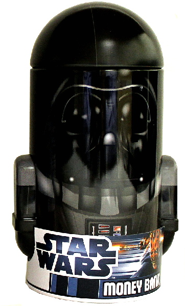 Classic Star Wars Movies Darth Vader Character Head Shaped Tin Coin Bank, NEW picture
