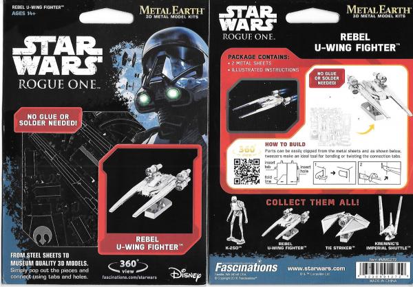 Star Wars Rogue One Movie Rebel U-Wing Fighter Metal Earth Steel Model Kit NEW picture