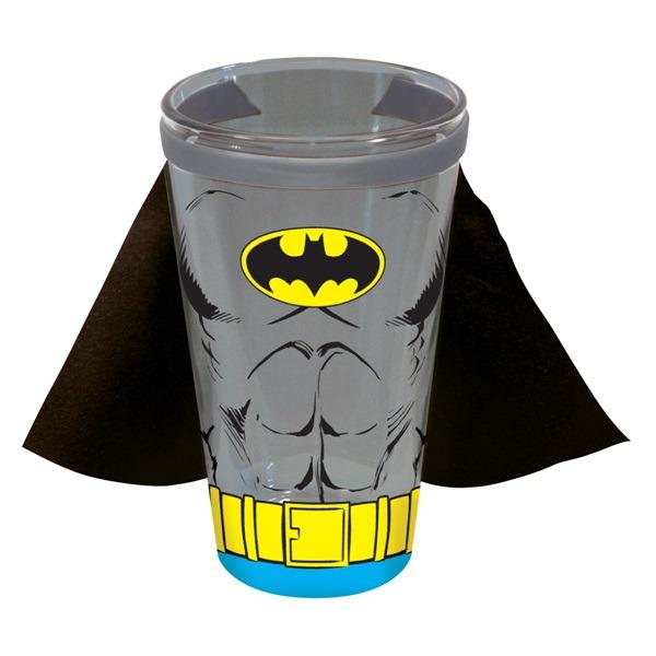 DC Comics Batman Torso and Bat Chest Logo Caped 16 oz Pint Glass NEW UNUSED