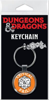 Dungeons & Dragons Critical Fail Logo Round Metal Key Chain NEW UNUSED