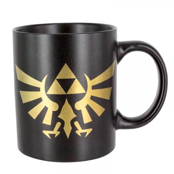 Nintendo Zelda Hyrule Triforce Logo 10 oz Black Ceramic Coffee Mug NEW UNUSED picture