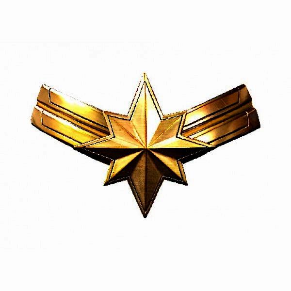 Marvel Comics Captain Marvel V Star Logo Antique Gold Pewter Enamel Pin UNUSED