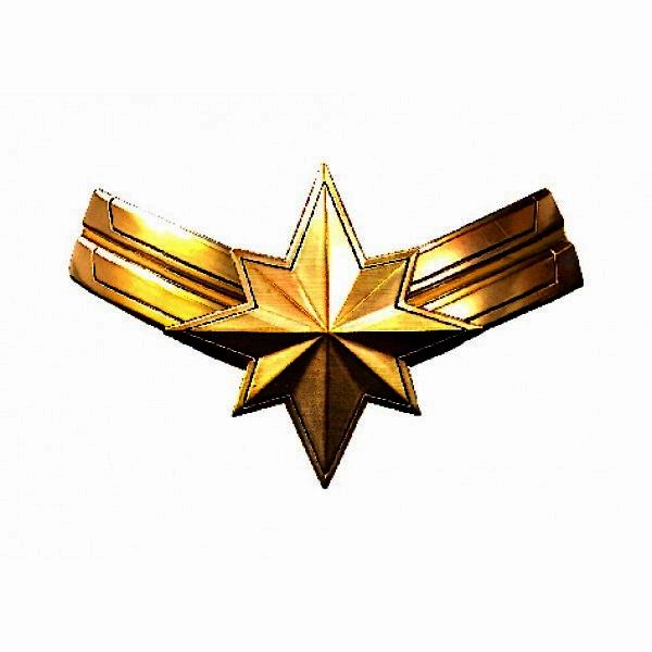 Marvel Comics Captain Marvel V Star Logo Antique Gold Pewter Enamel Pin UNUSED picture