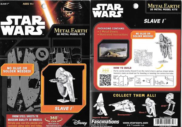 Star Wars Boba Fett Slave 1 Metal Earth 3-D Laser Cut Steel Model Kit #MMS260