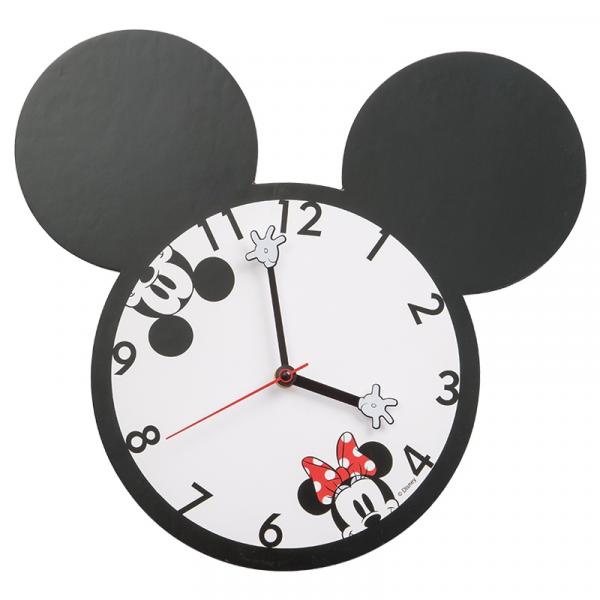 Walt Disney Mickey and Minnie Mouse Shaped Deco Cordless Wooden Wall Clock NEW