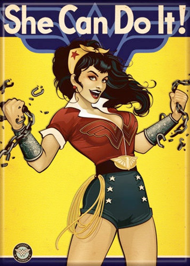 DC Comics Bombshells Wonder Woman She Can Do It! Art Refrigerator Magnet, NEW