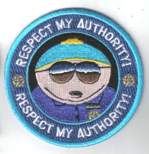 South Park TV Series Officer Cartman Respect My Authority Patch, NEW UNUSED