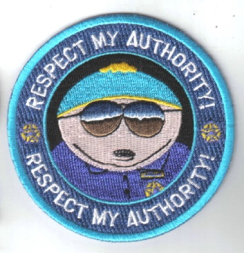 South Park TV Series Officer Cartman Respect My Authority Patch, NEW UNUSED picture