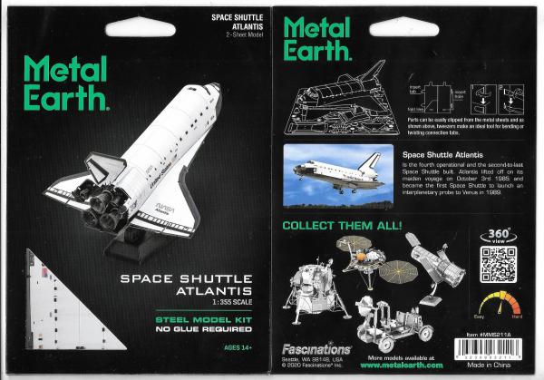 NASA Space Shuttle Atlantis Metal Earth Steel Model Kit NEW SEALED #MMS211A picture