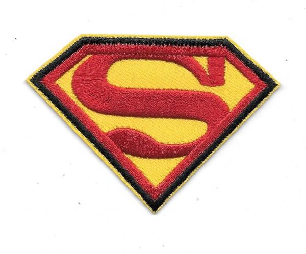 DC Comics Superman S Chest Logo Embroidered 3.25 Wide Patch Black Trim UNUSED picture