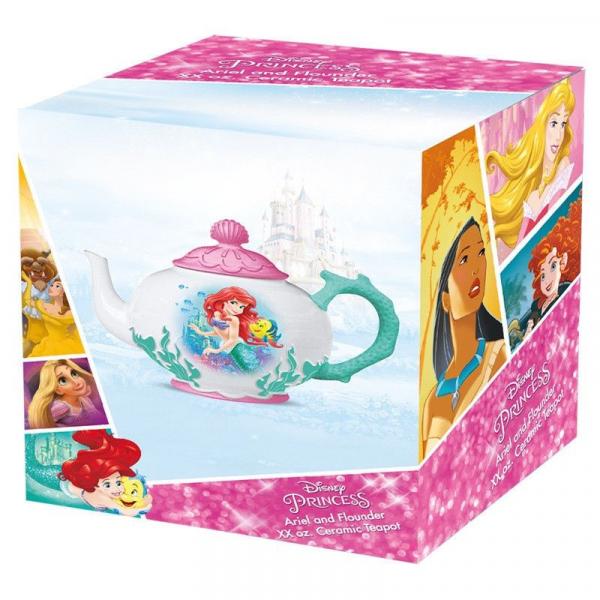 Walt Disney's The Little Mermaid Ariel and Flounder 48 oz Ceramic Teapot BOXED picture