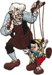 Walt Disney's Gepetto & Pinocchio as a Puppet Die-Cut Figures Patch, NEW UNUSED