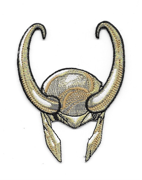 Marvel Comics Loki Helmet Embroidered Die Cut Patch Thor, NEW UNUSED picture