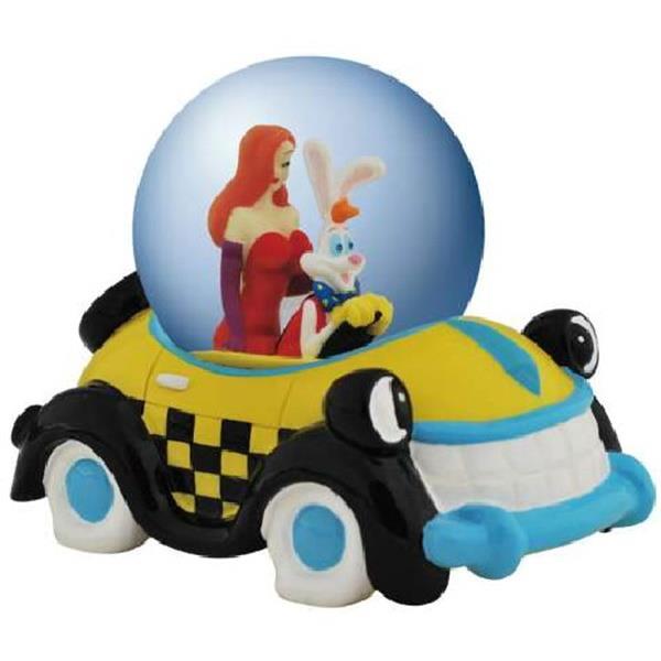 Roger and Jessica Rabbit Riding in Benny the Cab Road Trip 65 mm Water Globe NEW