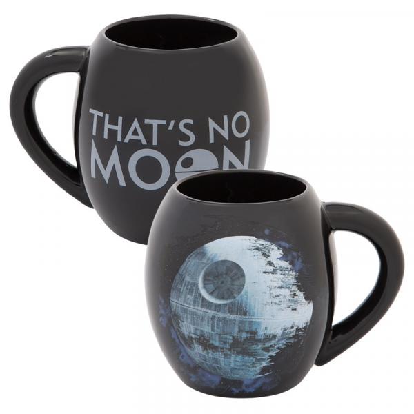 Classic Star Wars Death Star That's No Moon 18 oz. Black Oval Ceramic Mug UNUSED picture