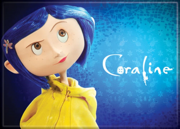 Coraline Animated Movie Tilted Head on Blue Refrigerator Magnet NEW UNUSED