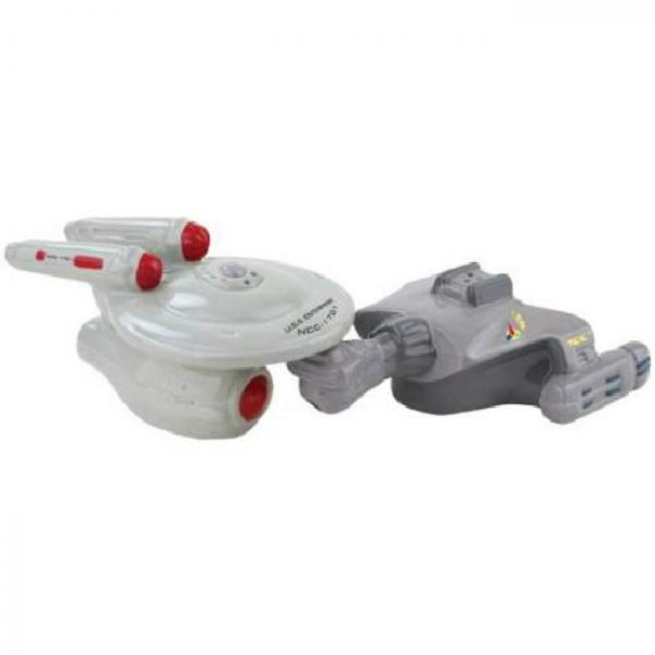 Classic Star Trek Enterprise and Klingon Ships Salt and Pepper Shakers 2013 NEW