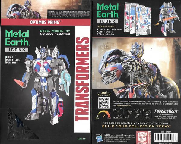 Transformers Optimus Prime ICONX Metal Earth Laser Cut Colored Steel Model Kit