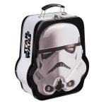 Star Wars StormTrooper Mask Helmet Shaped Embossed Tin Tote Lunchbox, NEW UNUSED