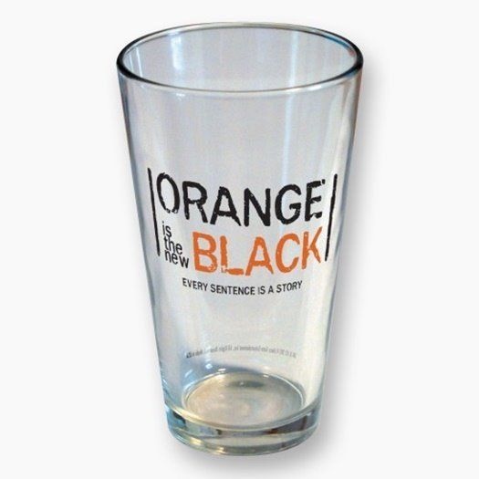 Orange Is The New Black TV Series Logo 16 oz Clear Pint Glass, NEW UNUSED picture