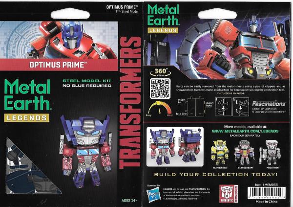 Transformers Optimus Prime Metal Earth Legends 3-D Laser Cut Steel Model Kit NEW picture