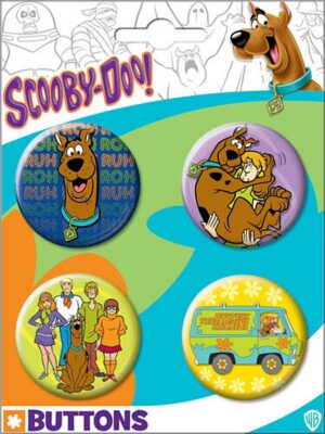 Scooby-Doo Animated TV Series Images Round Button Set of 4 NEW MINT ON CARD picture