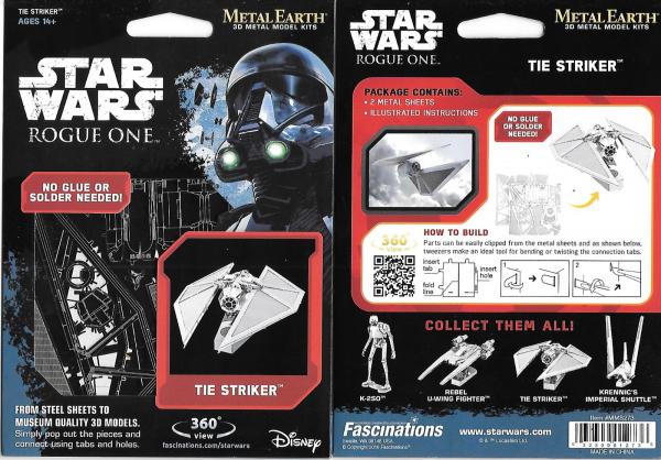 Star Wars Rogue One Movie TIE Striker Ship Metal Earth Steel Model Kit NEW picture