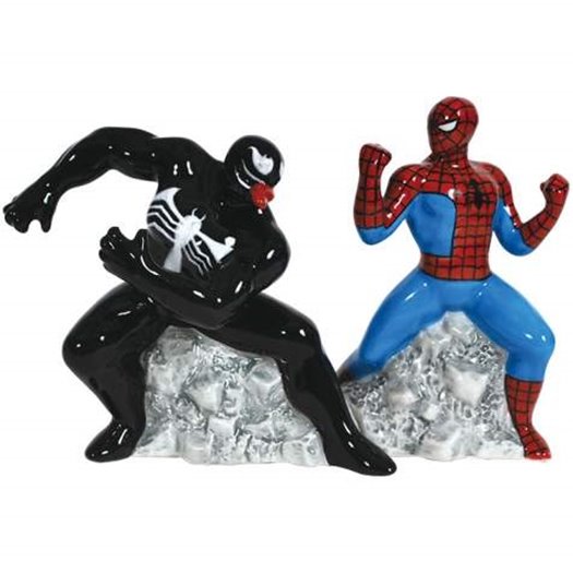 Spider-Man versus Venom Ceramic Salt and Pepper Shakers Set, NEW UNUSED #22976 picture