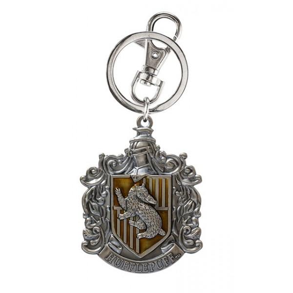 Harry Potter House of Hufflepuff Crest Logo Colored Pewter Keyring Keychain NEW UNUSED