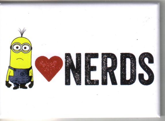 Despicable Me Movie Minion Tim Figure I Heart Nerds Refrigerator Magnet, NEW