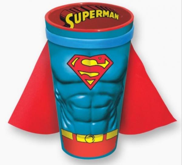 Superman Molded Chest Image with Cape 16 Ounce Pint Glass, NEW UNUSED
