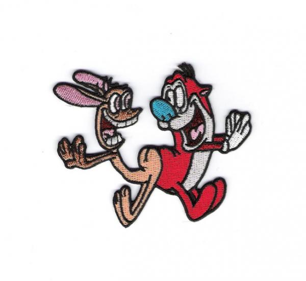 Ren and Stimpy TV Show Bumping Butts Embroidered Patch, NEW UNUSED Out of Print picture