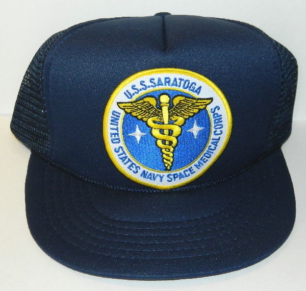 Space Above and Beyond TV USS Saratoga Medical Patch on a Blue Baseball Cap Hat picture